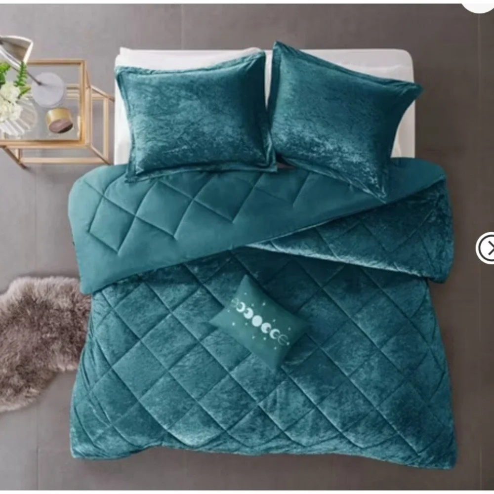 Intelligent Design‎ Twin/TXL Size Duvet Cover Set 3-Pcs Velvet Machine Wash Teal